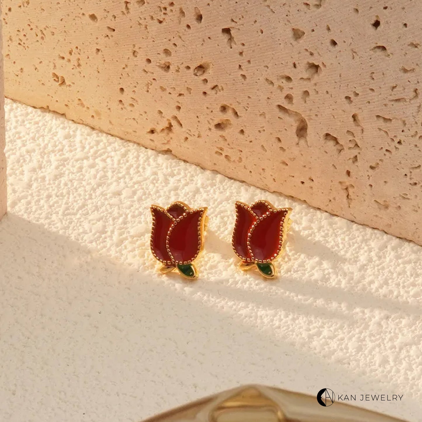 Aretes tulipan rojo