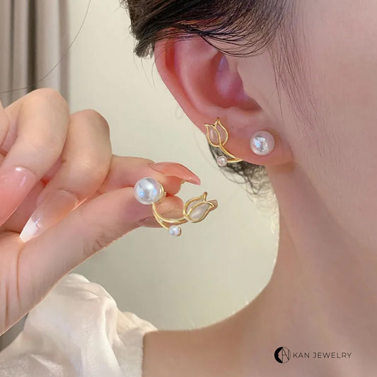 Aretes de tulipan con piedra